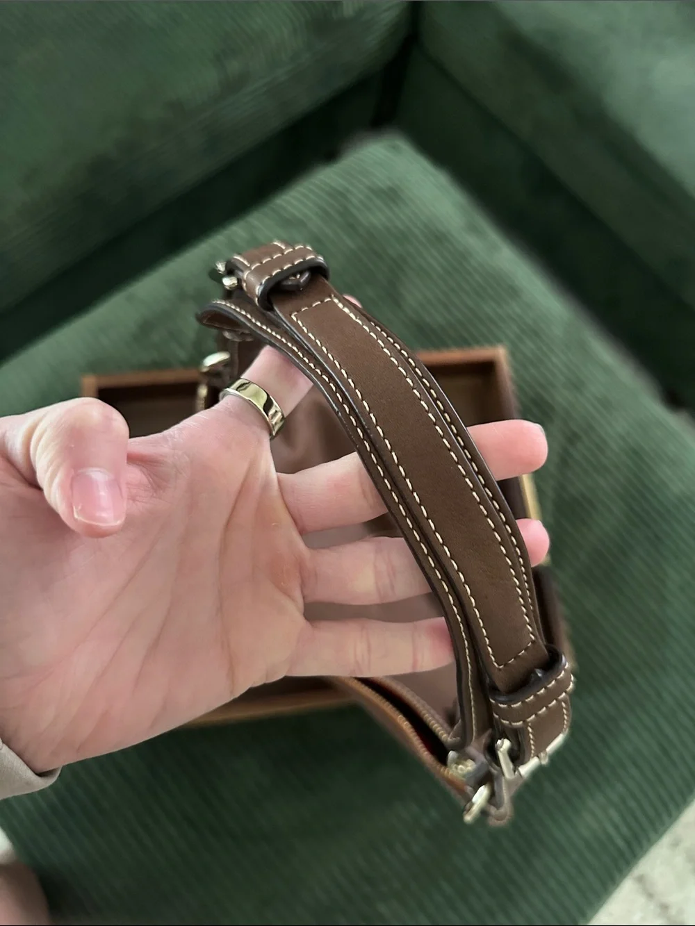 Dooney & Bourke Brown Leather Shoulder Bag with Dual Zip Accents